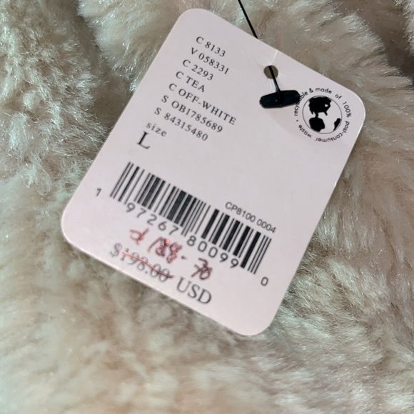 Free People Pretty Perfect Faux Fur Peacoat, Color Tea / Off-White Sz Large NWT - Picture 4 of 9